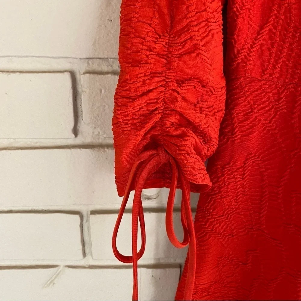 Joseph Ribkoff Women’s Red 3/4 Sleeve Open Ruched/Gathered Detail Jacket Sz 4 - Picture 2 of 7